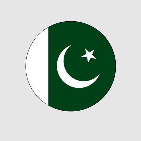 Pakistan Green Crescent Moon Flag push button circle.のイラスト素材