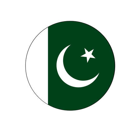 Pakistan Green Crescent Moon Flag push button circle.のイラスト素材