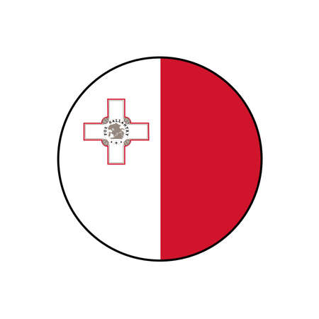 Republic of Malta flag in circle push button vector with accurate colors, European concepts.のイラスト素材