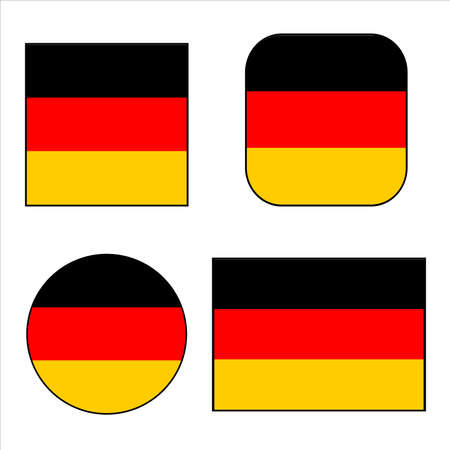 Germany Flag icon set European push button concepts rectangle, square, circle and rounded.のイラスト素材