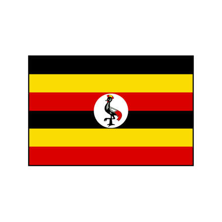 Flag of Uganda Vector Rectangle Icon Button for Africa Concepts.のイラスト素材