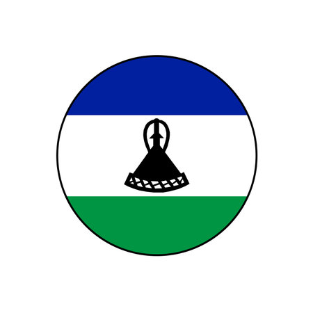 Kingdom of Lesotho Flag Vector Circle Icon Button for Africa Concepts.のイラスト素材