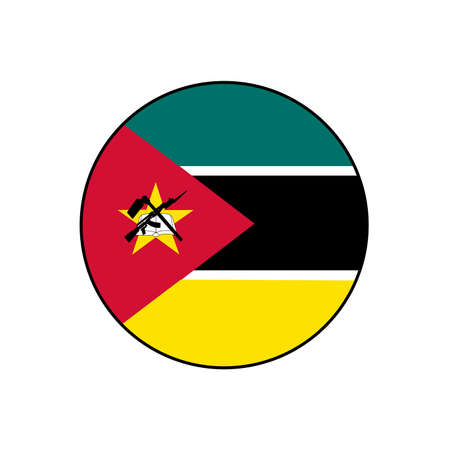 Flag of Republic of Mozambique Vector Circle Icon Button for Africa Concepts.のイラスト素材