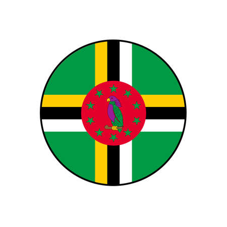 Dominica Circle Flag Vector Icon Button for North American Island Concepts.のイラスト素材