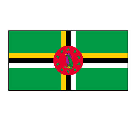 Dominica Rectangle Flag Vector Icon Button for North American Island Concepts.のイラスト素材