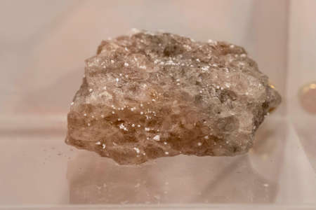 Halite collection stone on display (selective focus).