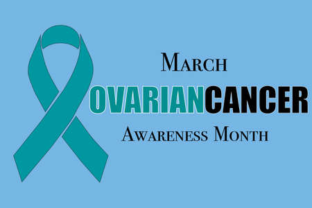 Teal Ovarian cancer March awareness vector ribbon background.のイラスト素材