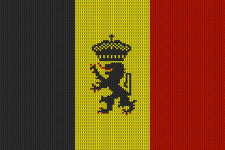 Government ensign of Belgium on vector knitted woolen texture. Knitted Belgian State Flag creates seamless patternのイラスト素材