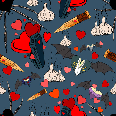 Seamless pattern with vampires theme for the Valentine Dayのイラスト素材