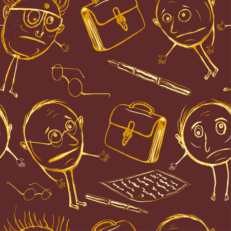 Seamless pattern of office plankton. Silly officials in the children's style Vector illustration.のイラスト素材