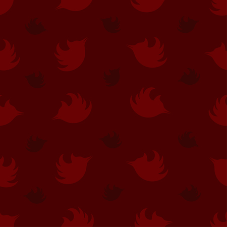 Seamless pattern with silhouettes of woodpeckers in burgundy tones.のイラスト素材