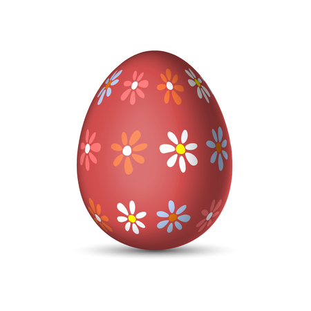 Easter egg with a flower pattern isolated on plain background.のイラスト素材
