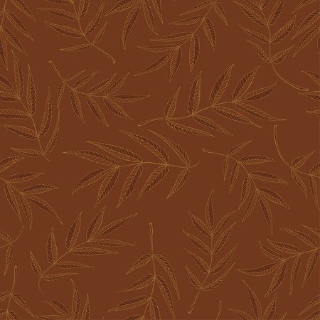 Seamless pattern from leaves of mountain ash in brown tonesのイラスト素材