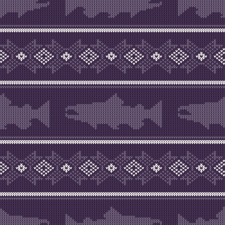 Knitted seamless pattern with Norwegian salmonのイラスト素材