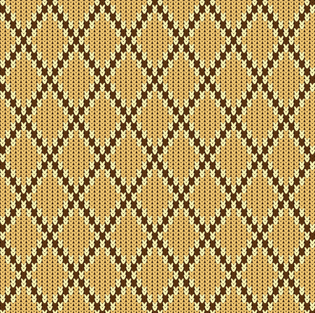 Knitted woolen seamless jacquard ornament. Beige jacquard patternのイラスト素材