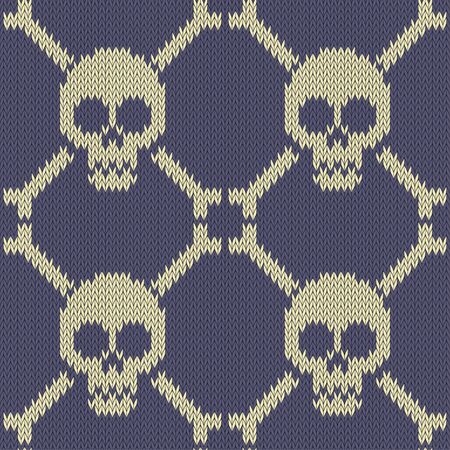 Skull and Bones. Knitted seamless woolen patternのイラスト素材