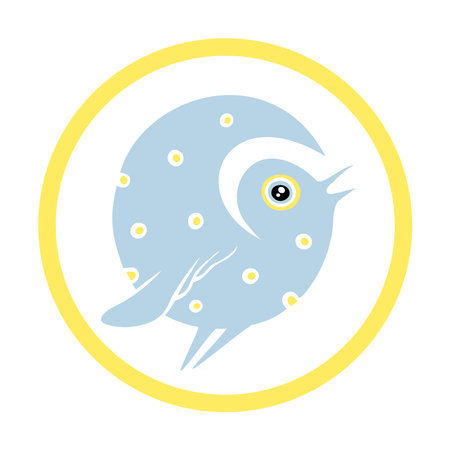 Cute blue bird in circle. Vector illustration in cartoon style.のイラスト素材
