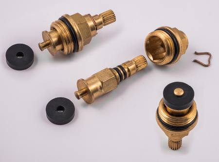 Preston, Lancashire / UK - 03 03 2018: Tap valve taken apart to show washerのeditorial素材