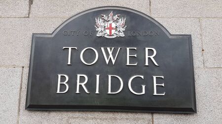 The picture shows a sign of the Tower Bridge in England.のeditorial素材