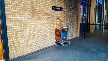 The picture shows the entrance to Platform Nine and Three-Quarters from Harry Potter.のeditorial素材