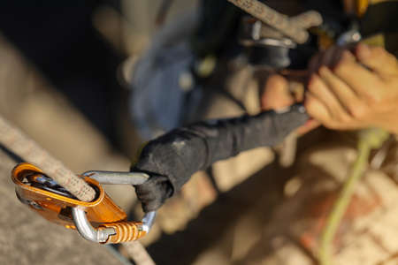 Clear shoot industrial rope access fall arrester backup device its moves freely along the rope...