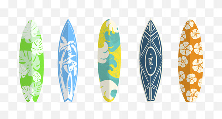 Set of surf boards isolated on white background. Vectorのイラスト素材