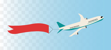 Plane with ribbon banner. Plane with message. Vector retro style illustration.のイラスト素材