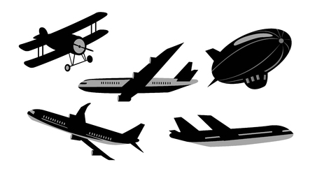 Set of planes. Vector air transport icons. Planes on white background.のイラスト素材