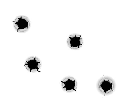 Bullet holes isolated on white background. Vector Illustration eps 10.のイラスト素材