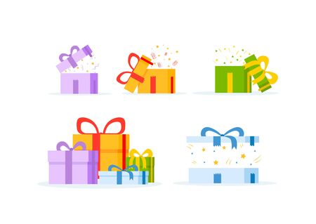 Gift box isolated on white background. Surprise gift, vector illustrationのイラスト素材