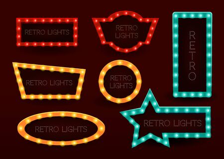 Banners in vintage style. Frames with shining lights. Vector illustration eps 10.のイラスト素材