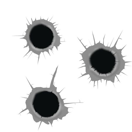 Bullet holes vector illustration on isolated on  transparent background. Vector illustration eps 10.のイラスト素材