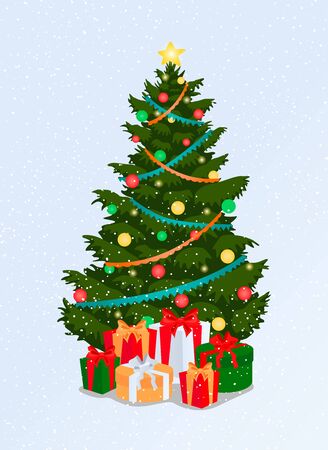 Christmas tree isolated on white background. Vectorのイラスト素材