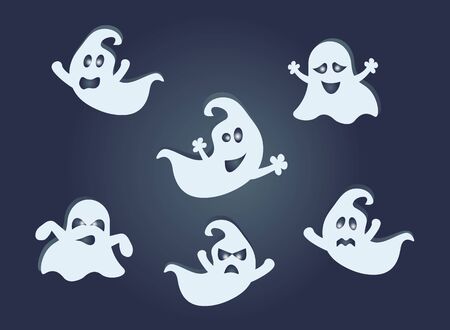 Ghosts set. Vector Halloween concept.のイラスト素材