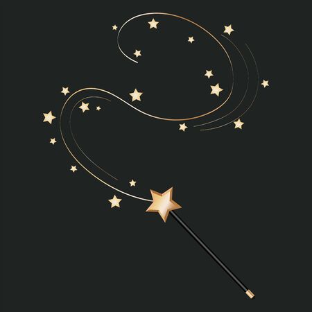 Vector illustration of magic wand. Isolated on black transparent background.Vector Illustration eps 10.のイラスト素材