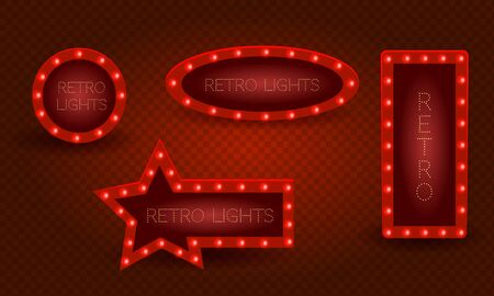 Banners in vintage style. Frames with shining lights. Vector illustration eps 10.のイラスト素材