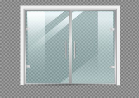 Glass door isolated on transparent background. Vector illustrationのイラスト素材