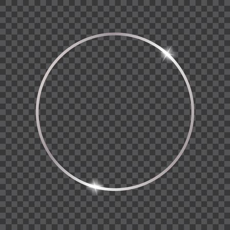 Metal shiny glowing frames set with shadows. Frame of silver luxury realistic round. Vector illustrationのイラスト素材