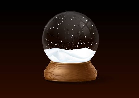 Christmas snow globe. Winter in glass ball, crystal dome.のイラスト素材