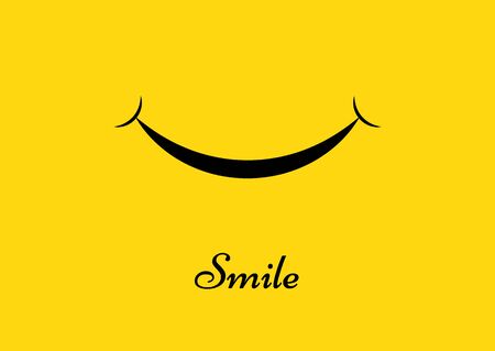 Smile icon template design. Smiling emoticon vector logo on yellow background. Vector illustrationのイラスト素材