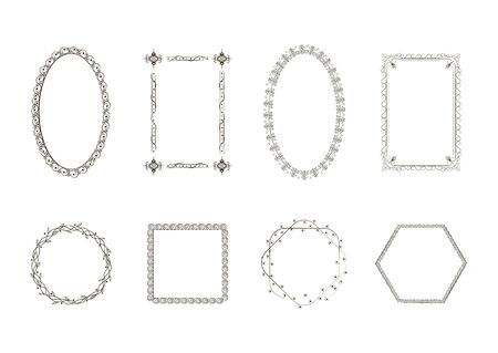 Decorative frames and borders standard rectangle proportions backgrounds vintage design elements. Vector collection decorative framesのイラスト素材