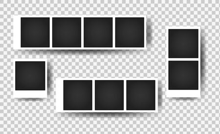 Set of square photo frames. Template photo design. Vector illustration. Isolated on transparent background. Vector illustration.のイラスト素材