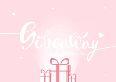 Giveaway winner poster. Gift offer banner, giveaways post and gifts prize flyer. Vector illustration のイラスト素材