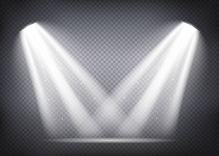 Scene illumination collection, transparent effects. Bright lighting with spotlights. Vectorのイラスト素材