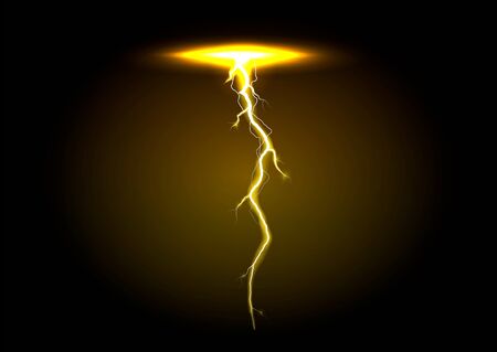 lightning bolt on transparent background. Thunder-storm and lightning. Magic and bright lighting effects. Vector Illustrationのイラスト素材