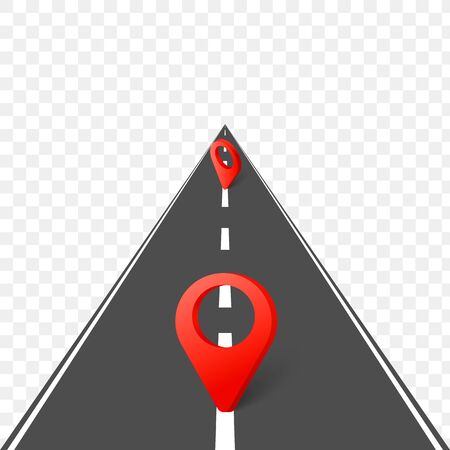 Highway roadmap with pins. Vector illustrationのイラスト素材