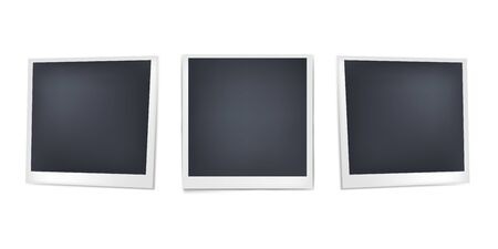 Retro realistic photo frame with paper. Mockups for design. Vector illustrationのイラスト素材