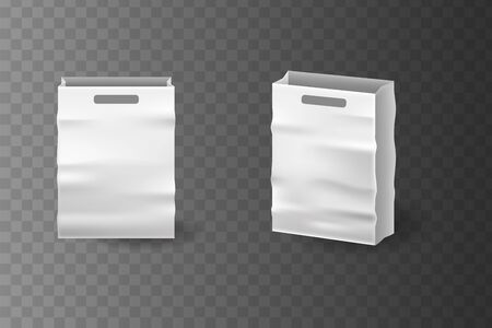 Square and horisontal black Shopping bag blank Mockup. Different size and colors bagsのイラスト素材