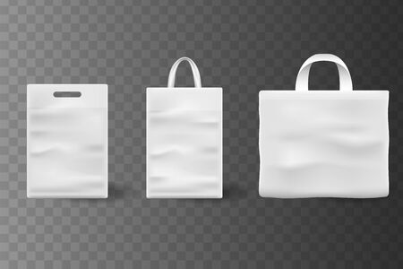 Mockup set of Realistic Shopping Bag for branding and corporate identity design. Square and horisontal black Shopping bag blank Mockup.のイラスト素材