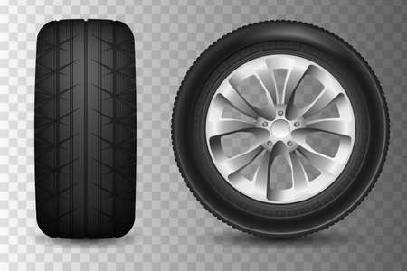 Realistic Auto wheels. File contains gradients, blends and transparency. No strokes.のイラスト素材